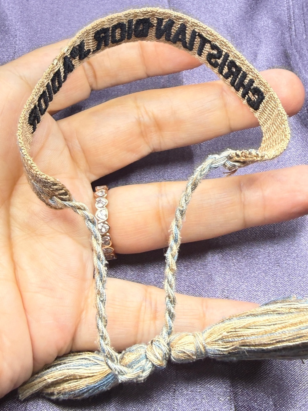 Christian Dior Woven Cotton J'Adior Adjustable Friendship Bracelet (beige-black) - Picture 4 of 4